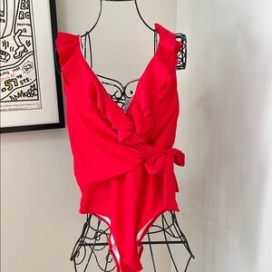 Ruffled Red One-Piece Swimsuit NWT